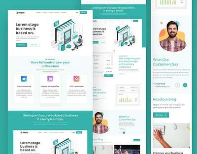 Responsive Design - Shopify Landing Page - UIUX Design app design clean ui complete app design figma illustration logo modern app design shopify ui uiux