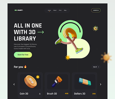 3D Library landing page 3d 3d library animation branding design designers following landing page landingpage logo motion graphics ninja popular trendy ui uidesign uitrend uiux ux uxdesign