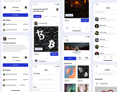 NFT Marketplace Mobile UI app app design appdesign mobile mobiledesign nft nftapp ui ux visualdesign