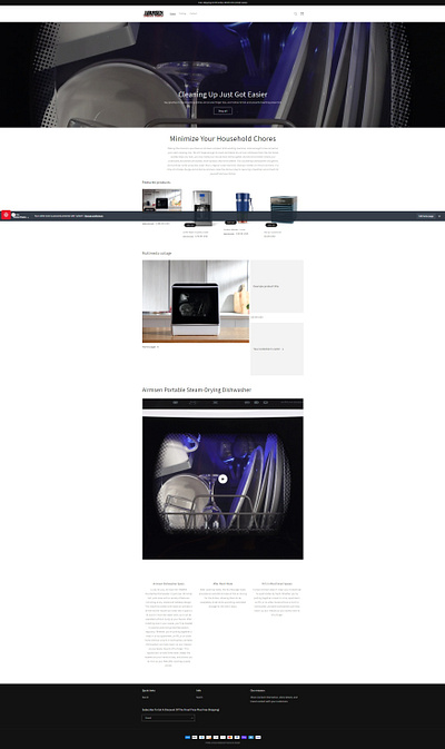 Airmsen Appliance Website Build appliance company branding ecommerce product display website development