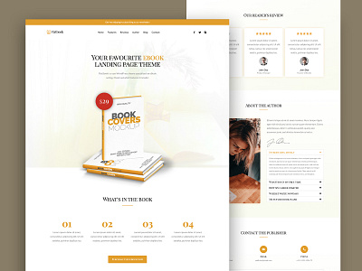 Ebook Landing Page | FlatBook Demo 4 advertise author book book landing page clean ebook ebook landing elegant flatbook gold landing page marketing mockup onepage premium wordpress yellow