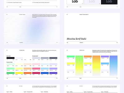 Lob Brand Guide animation brand deck brand guide brand guidelines branding color gradient logo logomark logotype motion graphics palette type typography