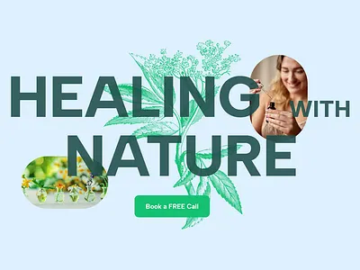 Healing With Nature beauty cbd cosmetics flower green healing health hero homeopathy homepage landing lettering medical nature naturopathy organic plant typography website wellness