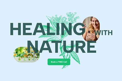 Healing With Nature beauty cbd cosmetics flower green healing health hero homeopathy homepage landing lettering medical nature naturopathy organic plant typography website wellness