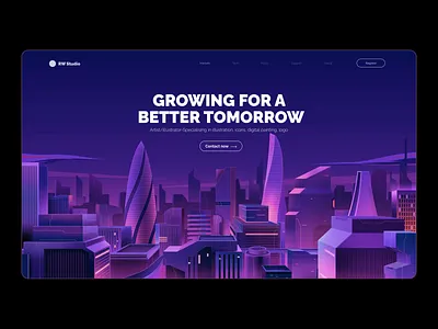 Landingpage city crypto cyber cyberpunk future illustration landscape web3