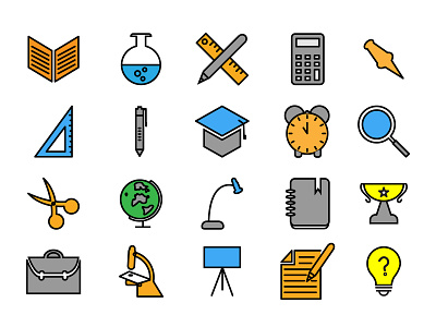 Education Linear Fill Icon Set design education icon education linear fill icons graphic design icon icon design iconography illustration linear fill logo school icon university icon vector