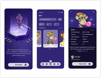 NTF marketplace mobile app design all mobile app design app app design burger app chef app clean design design illustration logo mobile app nft mobile app ui uiux design