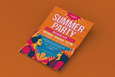 Summer Party Flyer 2d agency branding design flyer holiday illustration invitationparadise modern paradise poster social media summer party template travel vector