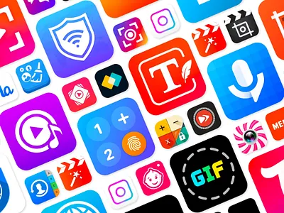 App Icon Design app icon contact manager creative fint gif maker graphic design illustrator ios app logo design photo locker slowmo ui vpn