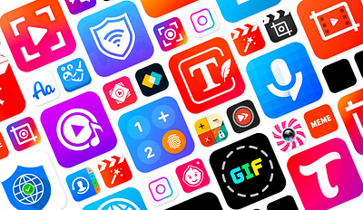 App Icon Design app icon contact manager creative fint gif maker graphic design illustrator ios app logo design photo locker slowmo ui vpn