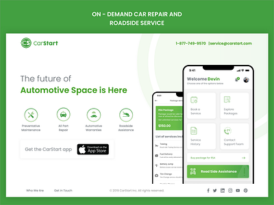 On demand car repair and roadside assistance auto car landing page repair road side assistance rsa sketch ui ux