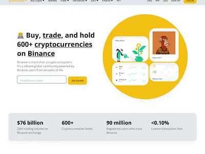 Web site redesign / landing page home page ui binance bitcoin coin crypto currency design finance graphic design landing money ui web design