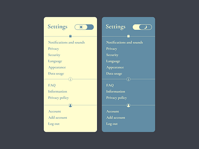 Daily UI #007 - Settings 007 100daysofui 100daysuichallenge dailyui dark mode light mode settings ua ui uidesigner ukraine