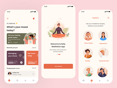 Meditation App design layout meditation app musicapp nft relax app ui ui trends uide uidesign uilayout yogaapp