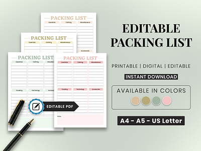 Editable Packing List Printable