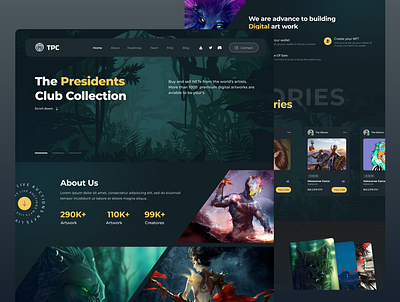 President Club - NFT Landing page adobe appdesign crpto figma graphic design landing nft token uiux web website