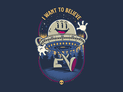 I Want to Believe cartoon illustration t shirt tee vector