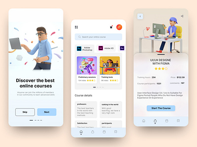 Online Course Mobile App 3d animation app branding course design financial app graphic design illustration logo motion graphics ui uidesign uiux ux uxd uxdesign web webdesign webdesigner