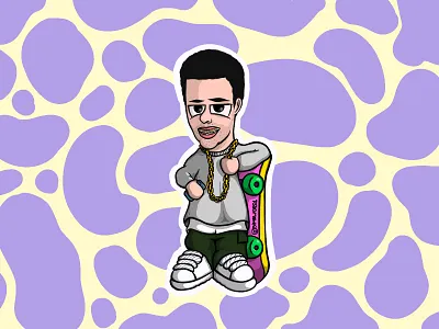 Skater sticker cartoon colors illustration procreate sticker