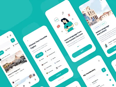 Language Learning App | UI Design app figma illustration interaction design ios app ios design language app language learning app lerning app design mobile app design product design ui uiux design ux