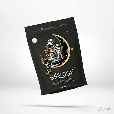 Modern Coffee Alternative Packaging astronaut astronaut packaging astronomy coffee coffee alternative coffee bag coffee mushroom graphic design label label design minimal packaging modern modern bag modern coffee bag modern packaging moon mushroom package packaging plastic bag