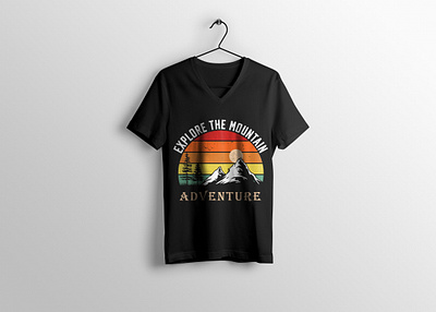 Travel T-Shirt Design adventures advertising black t shirt brand identity branding clothing fashion graphic design hill mokeup mountain print design shirt summer t shirt t shirt design t shirt design mokeup tour travel typography