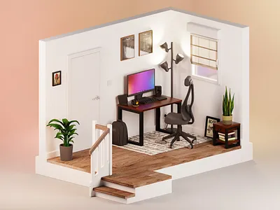 Home office 3d blender homeoffice