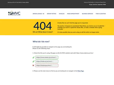 A 404-page for the NJ MVC website – DailyUI 008 008 dailyui