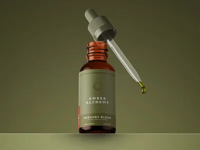 Amber Alchemy Full Spectrum Cannabis Oil bottle design bottle label bottle mockup branding cannabis oil dropper bottle dropper bottle label dropper bottle mockup graphic design hemp extract hemp oil marijuana oil packaging packaging design packaging mockup thc weed