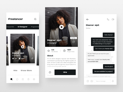 Freelancer - Freelancers apps concept apps black black and white bold creative design freelance freelancer freelancer apps graphic design layout mobile mobile apps mobile design monochrome ui ui design ux