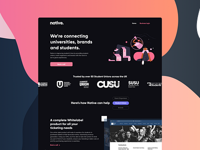 B2B Landing Page - Native.fm b2b b2b design b2b landing page b2b saas b2b ui b2b2c dark landing page dark mode ecommerce landing page illustrations landing page ui