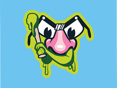 Los Mocosos baseball booger boogey boogie branding design glasses graphic design gross illustration lime green logo mascot milb minor league nose slime slimey snot vector