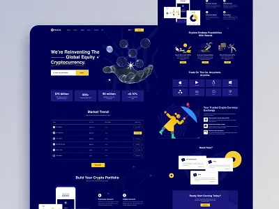 Cryptocurrency landing page bitcoin blockchain crypto currency crypto exchange crypto trading cryptocurrency dark exchange exploration finance home page landing page nft token trading ui ux web design website website design