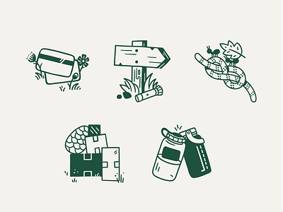 REI Icons ants climbing community credit card icons outdoors package shipping sign trail vector water bottles