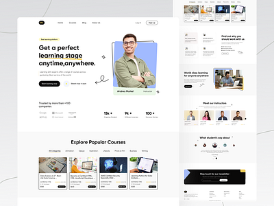 E-leaning : landing page design e learning education interface landingpage learning platform online study uiux ux webdesign website
