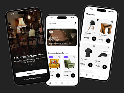 Furniture E-commerce Mobile App architecture chair decor design ecommerce furniture furniture app home home decor interior mobile app mobile app design modern online store shop store