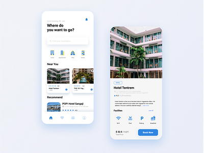 Hotel Booking App blue branding colour design design graphic designs dialy graphic design icon illustration logo minimalist typography ui user flow user interface ux ux design vector