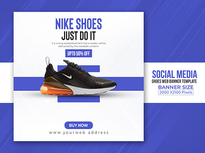 Social Media Nike Shoe Template Design banner design branding design facebook ad fb cover design graphic design illustration instagram banner motion graphics product design shoes banner design shoes web teamplate social media banner social poster sports post design web banner