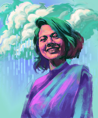 Raindrop art colorful digital art drawing illustration portrait
