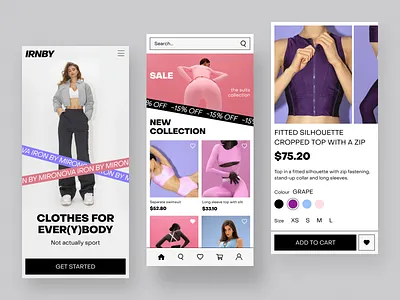 IRNBY — Fashion e-commerce app app clothing design ecommerce fashion figma online store shopping ui