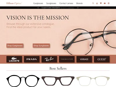 Hilton Optics Eyeglasses E-Commerce Homepage Concept design e commerce e commerce glasses optics product design ui ux web design webpage