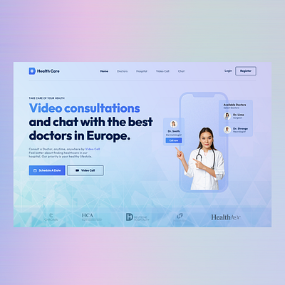 Hero Section / Video Consultations With Doctors banner doctor herosection hospital landing page concept landing page ui landingpage ui uidesign web template webdesign