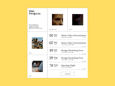 creative agency portfolio and events calendar calendar design list minimalistic portfolio web