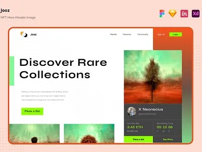 FREE Jooz - NFT Hero Header Image app branding cryptocurrency cryptocurrency website currency dashboard design digital graphic design header image hero website illustration motion graphics nft nft hero ui ui design ux ux design website