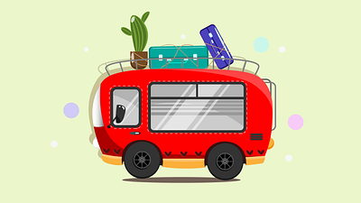 Маленький красный автобус 2d design graphic design illustration vector красный автобус машина путешествия