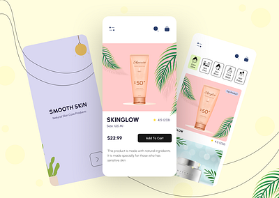 Skin Care – App UI Design app design app ui design app ux design clean clean app clean ui clean ui design cosmetics design ios app design skincare ui uiux ux