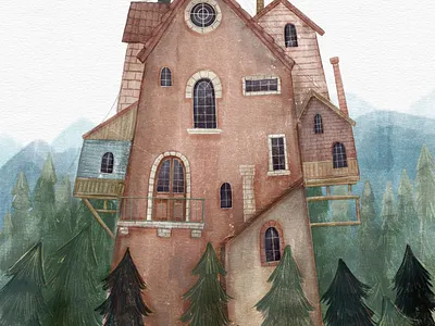 An old mansion "Mistique" bookcover bookdesign bookillustration gamedev gameillustration illustration illustrator kidsillustration locationdesign