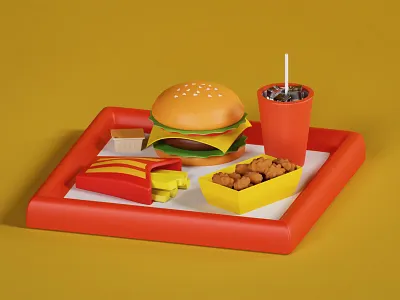 Junk food 3d 3dart 3dartist 3dillustration adobephotoshop art blender blender3d burger chickennugget cocacola design food frenchfries fries grap graphic illustration junkfood mcdonalds