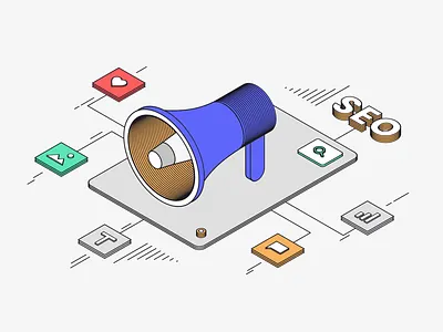 Seo Content Marketing blog content design illustration isometric marketing seo ui