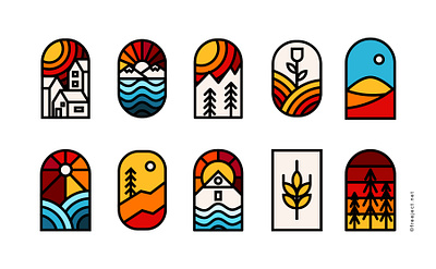 Free Download Window Style Badge Design badge branding design illustration logo trendy